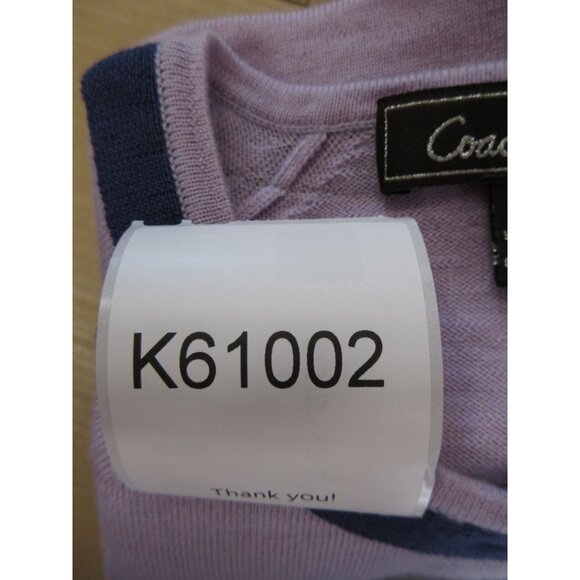 Coach Sweater Large Purple Merino Wool Cardigan Silver Buttons - Picture 10 of 10